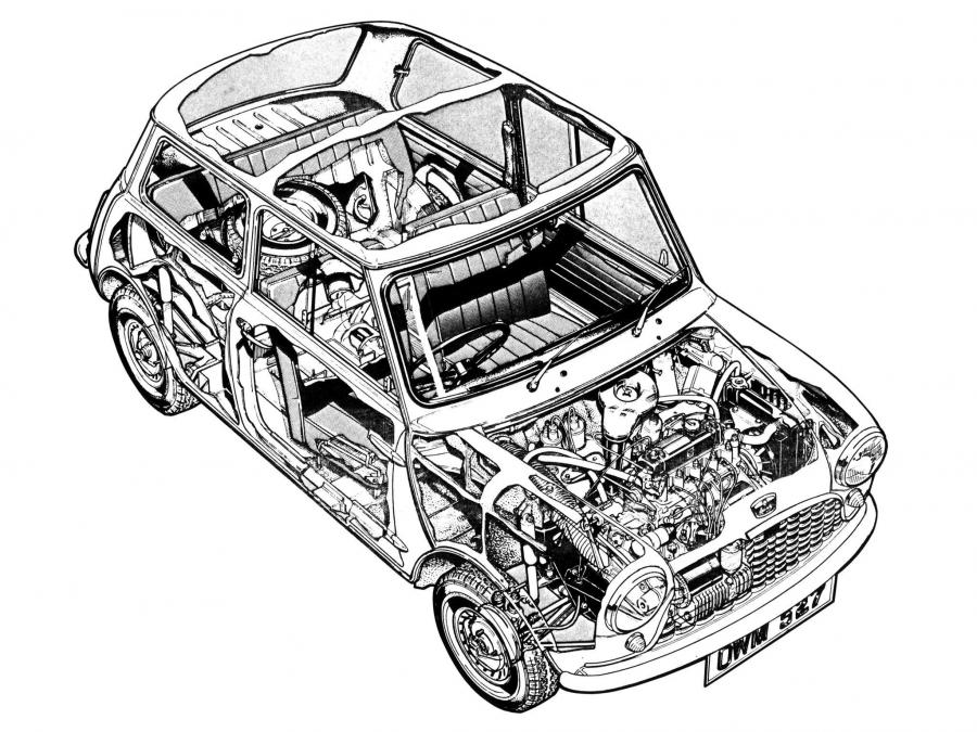 Схема Austin Mini (ADO15) 1959 года  (фото 6 из 17)
